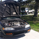 Hood up: The standard position of my shitcan Honda Accord.